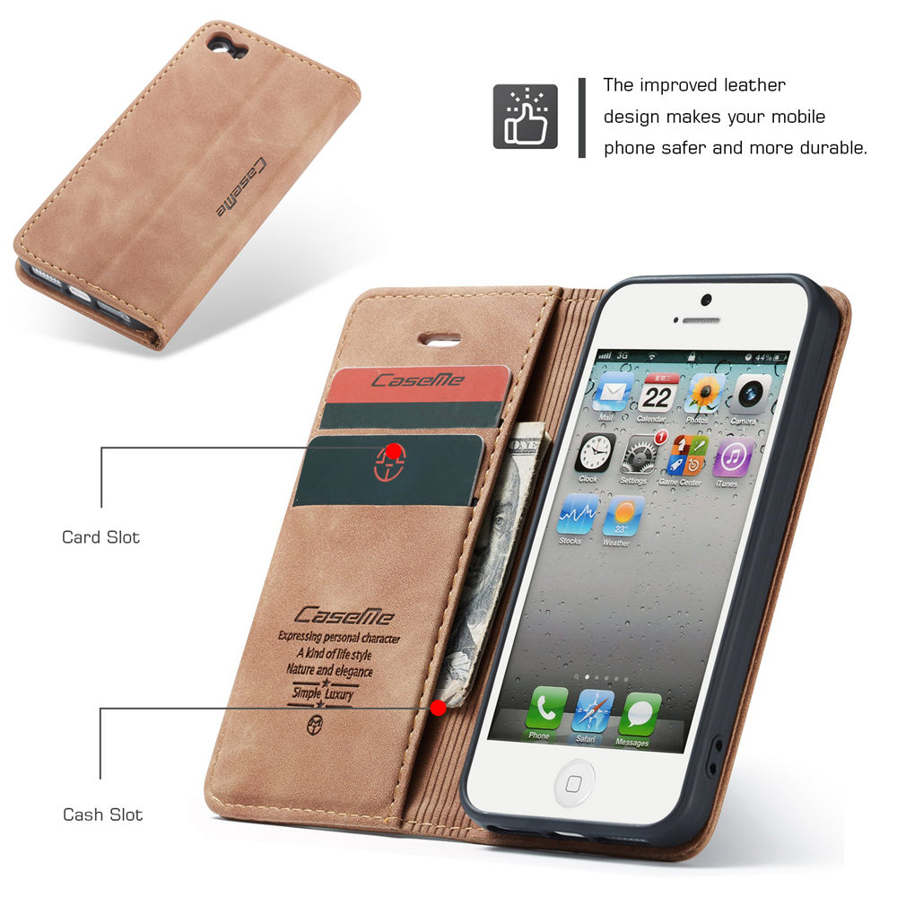 Magnetic Flip Leather Phone Case For iPhone 5 5S SE Capa Credit Card Slot Wallet Cover For iPhone 5S Funda