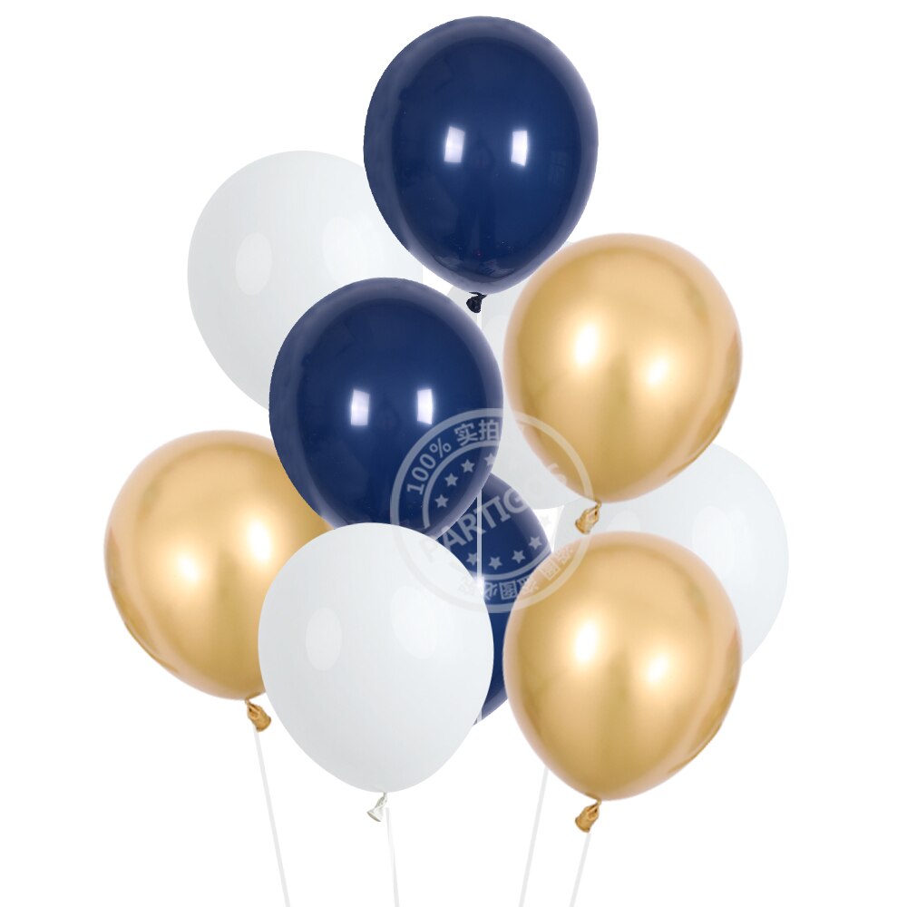 12 stücke 12 zoll weiß Navy Blau Luftballons blau gold Konfetti Hochzeit Decor dark blau Ballon Geburtstag Party Dekorationen Kinder globos: 6
