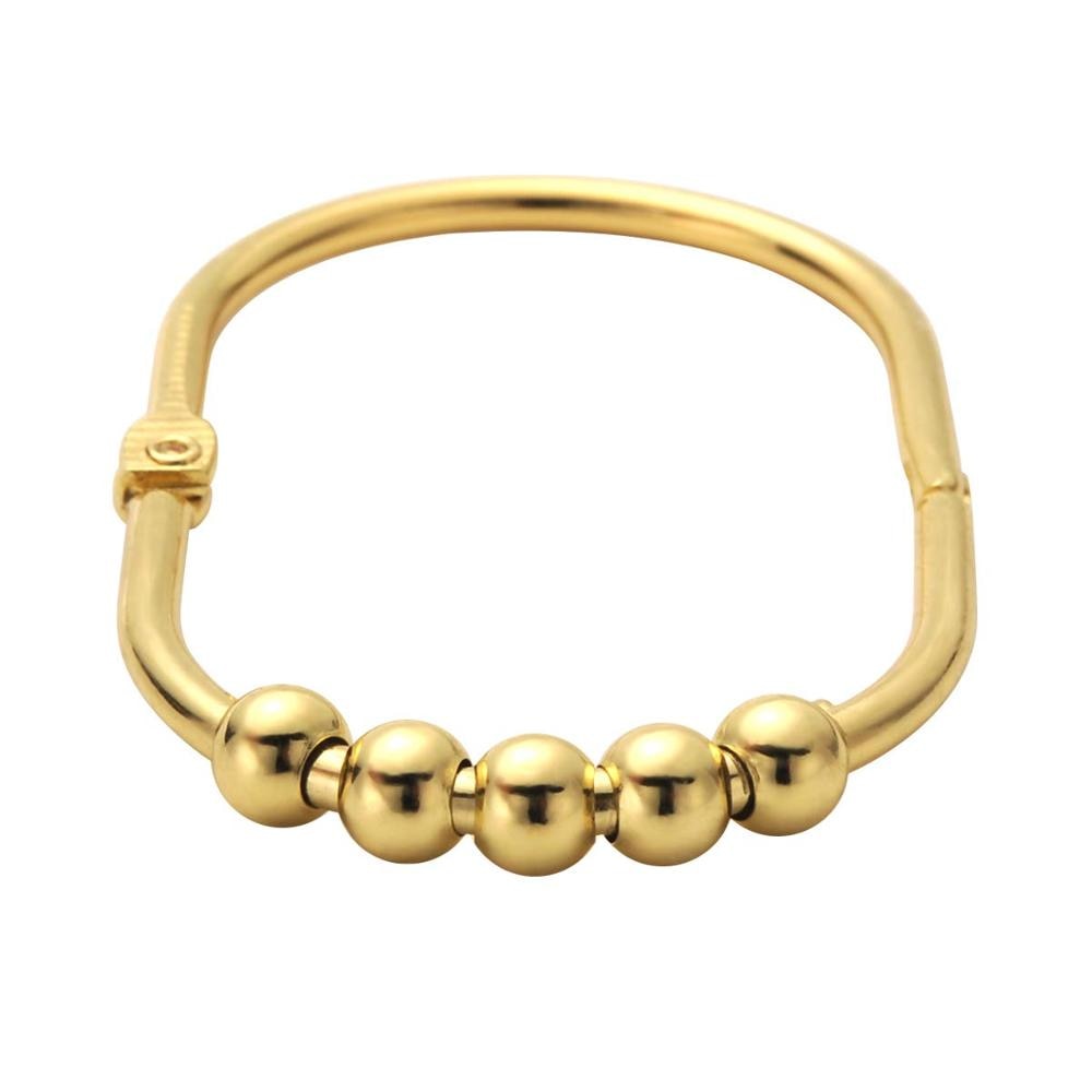 Shower curtain hook tote bag hook sliding roller rust stainless steel oval with clip bathroom pull rod curtain (gold)