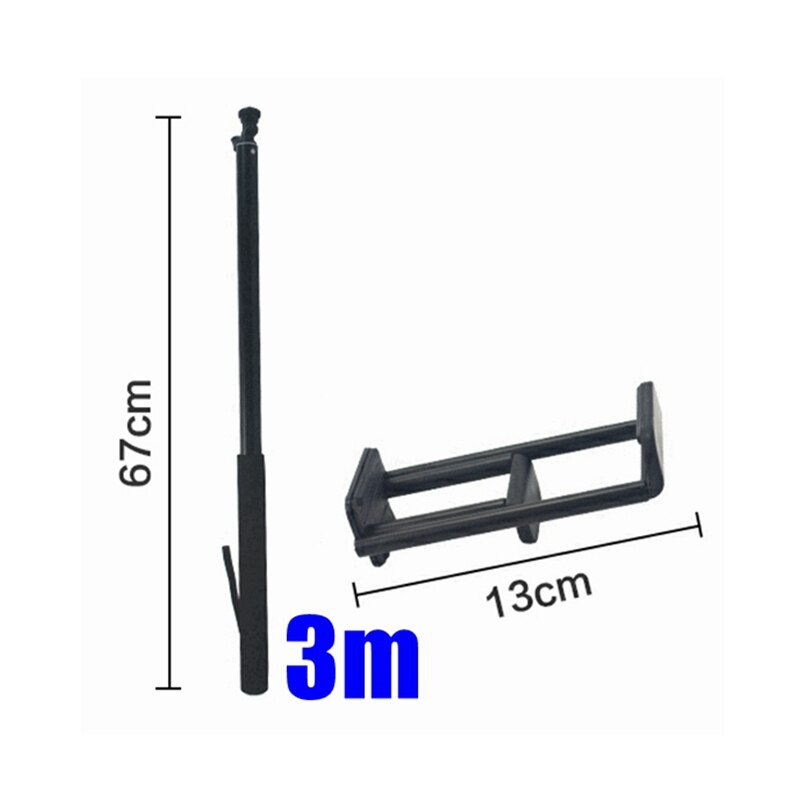 3m ekstra lang stang aluminiumslegering monopod for gopro hero 5 6 7 8 max svart stativ selfie stick for insta 360 dji osmo action  yi 4k: C pakke