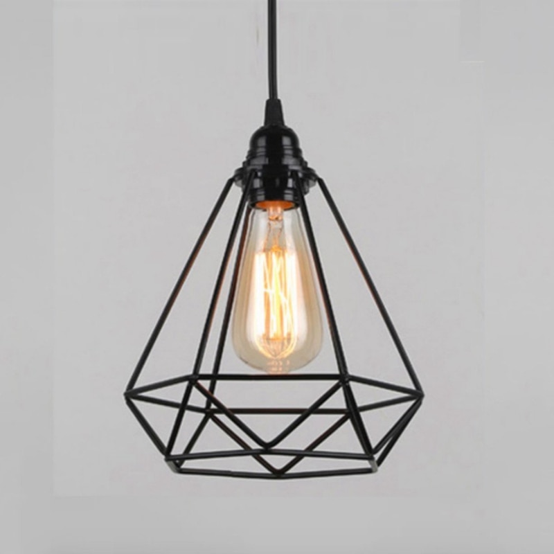 TOKIUS Plafondlamp, 16 cm vintage plafondlamp in industrieel design retro E27 lamp van ijzer kooi hanglamp zwart (2 stuks