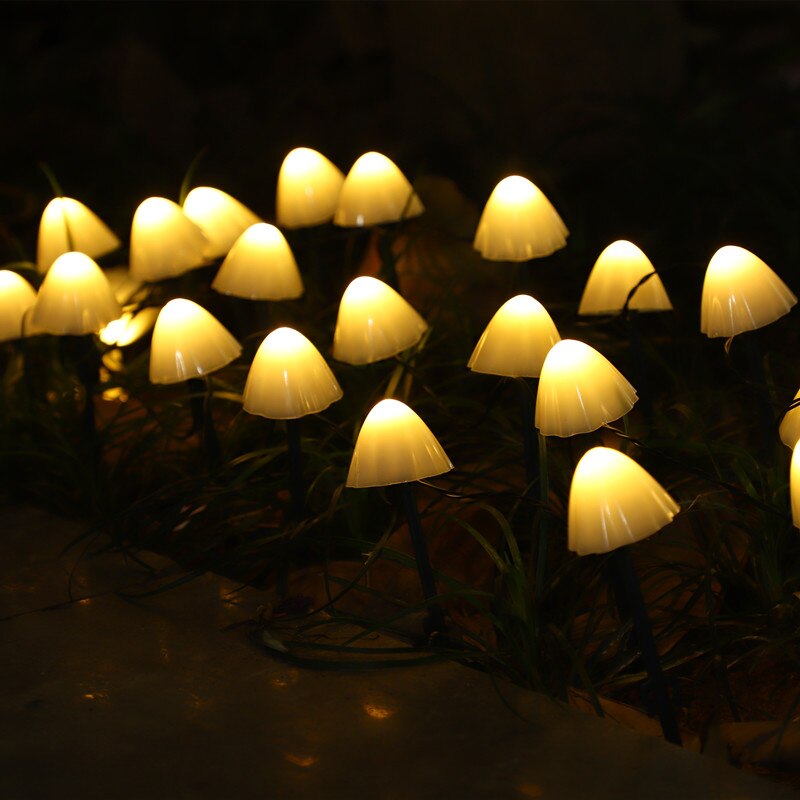 Solar LED Light Outdoor Mushroom Garden Decoration Lights IP66 Waterproof Garden Garland Furniture Decor Solar Cell Fairy Lights: Warm / 6m 30led