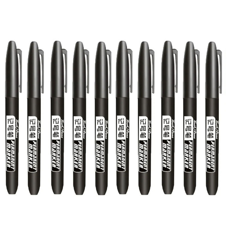 6/10 pièces stylo marqueur Permanent Manga dessin marqueurs noir bleu rouge encre étanche croquis stylos papeterie Art fournitures scolaires: WHITE
