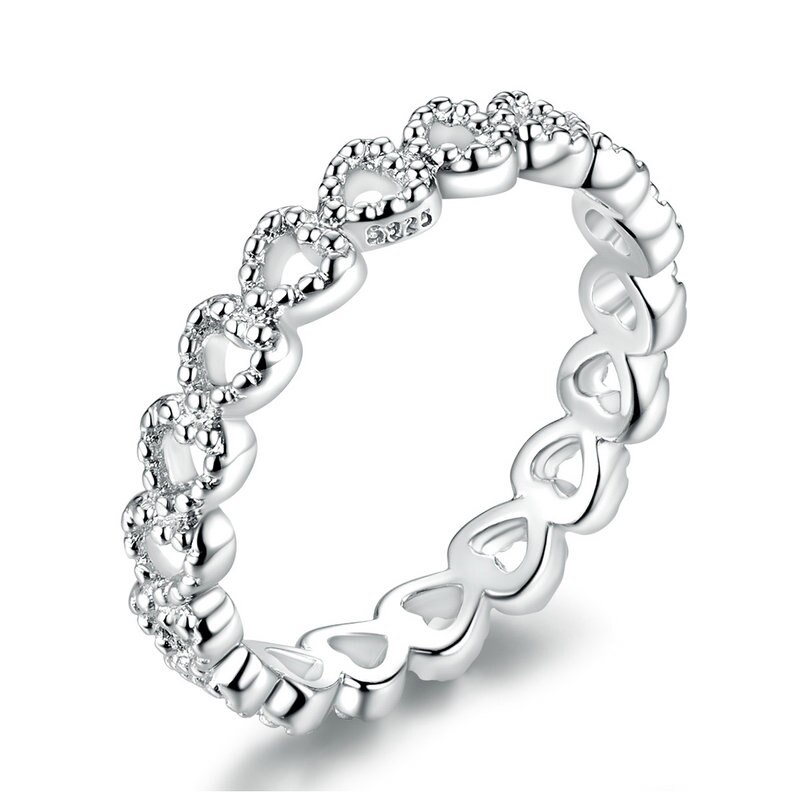 Bamoer Romantische Zilveren Kleur Hart Tot Hart Ring Aaa Zirconia Goedkope Ringen Voor Vrouwen Bruiloft Sieraden PA7223: 7