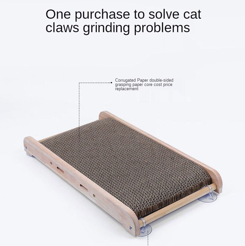 Upright Cat Scratcher Board Pad Bed Wood Corrugated Cat Scraper Training Suction Climbing Scraper For Cat Claw Pet Toys For Cats