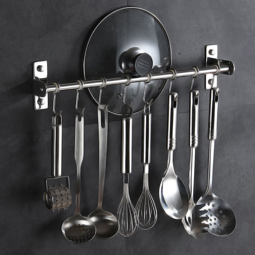 1Pc Stainless Steel Kitchen Storage Rack Wall Mounted Pan Pot Racks Kitchen Utensils Hanger Organizer Home Storage Hooks