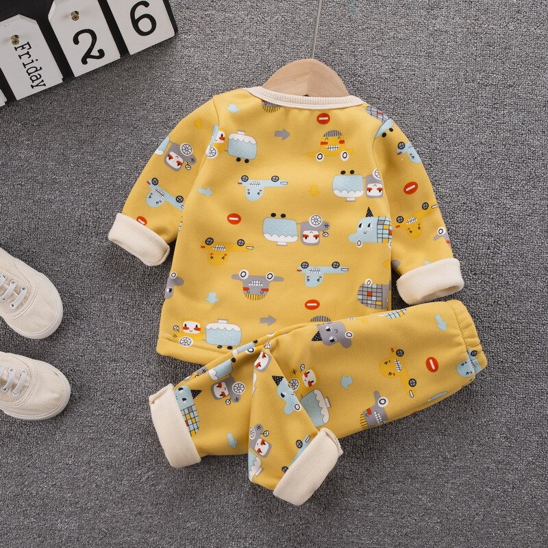 Poikavauva syksy ja talvi sametti paksu puuvilla alusvaatteet puku pojalle söpö sarjakuva kuvio rento lämmin pyjama puku