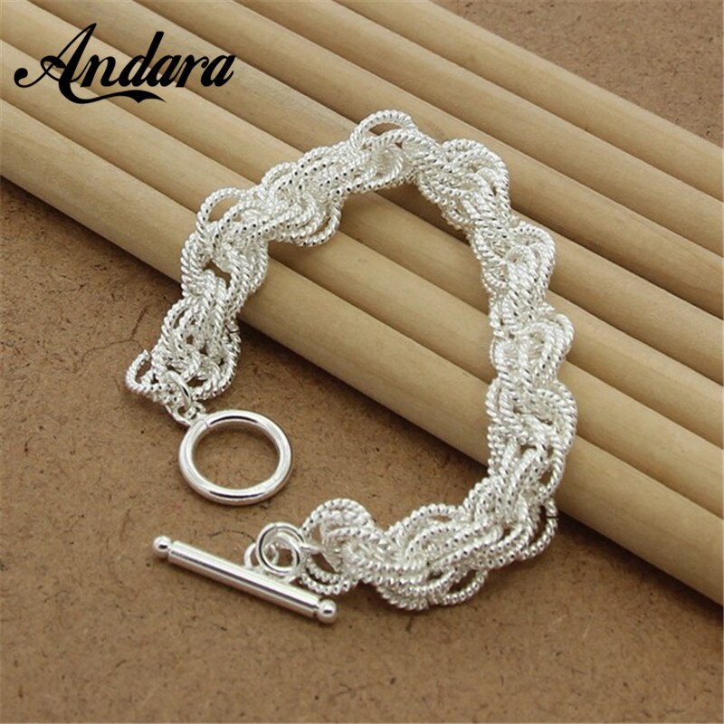 Silver 925 Jewelry Link Chain Bracelets &amp; Bangles For Women Charm Jewelry Y137