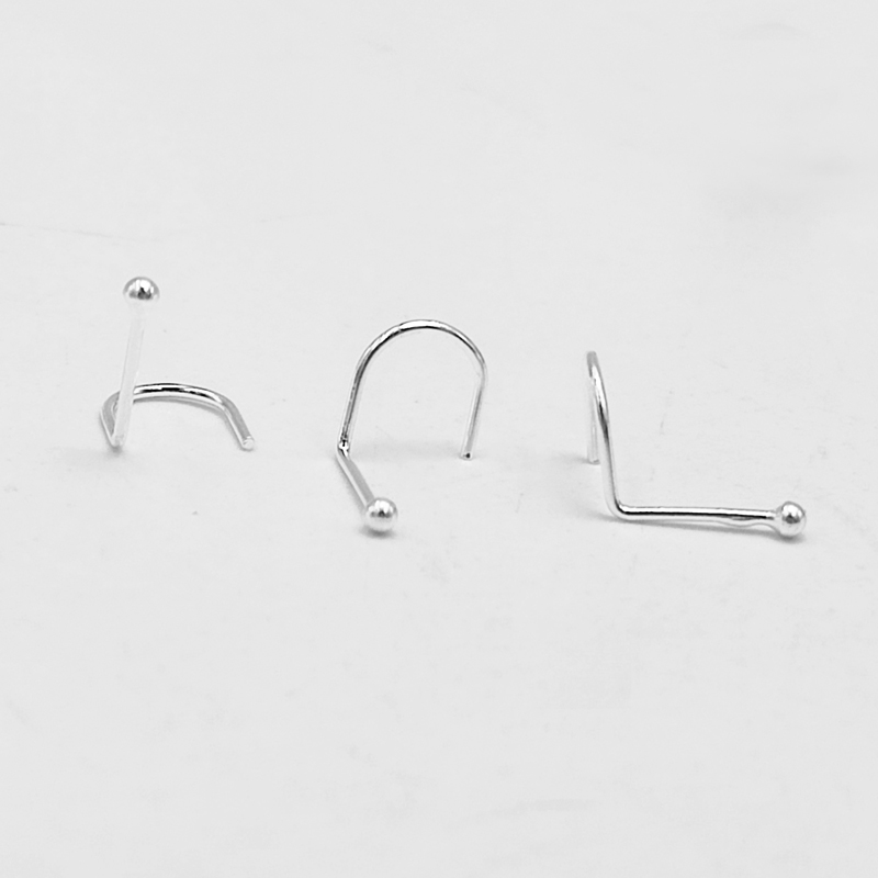 Pendientes de tuerca para nariz y cola de pez, Piercing de Plata de Ley 100, 925mm, 1,5 unids/lote