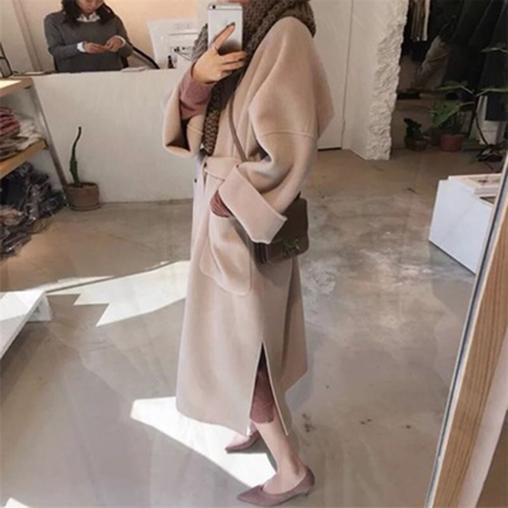 2019 Autumn and Winter Woolen Coat Female Mid-Long Women's Outerwear Woolen Coat Women Jacket