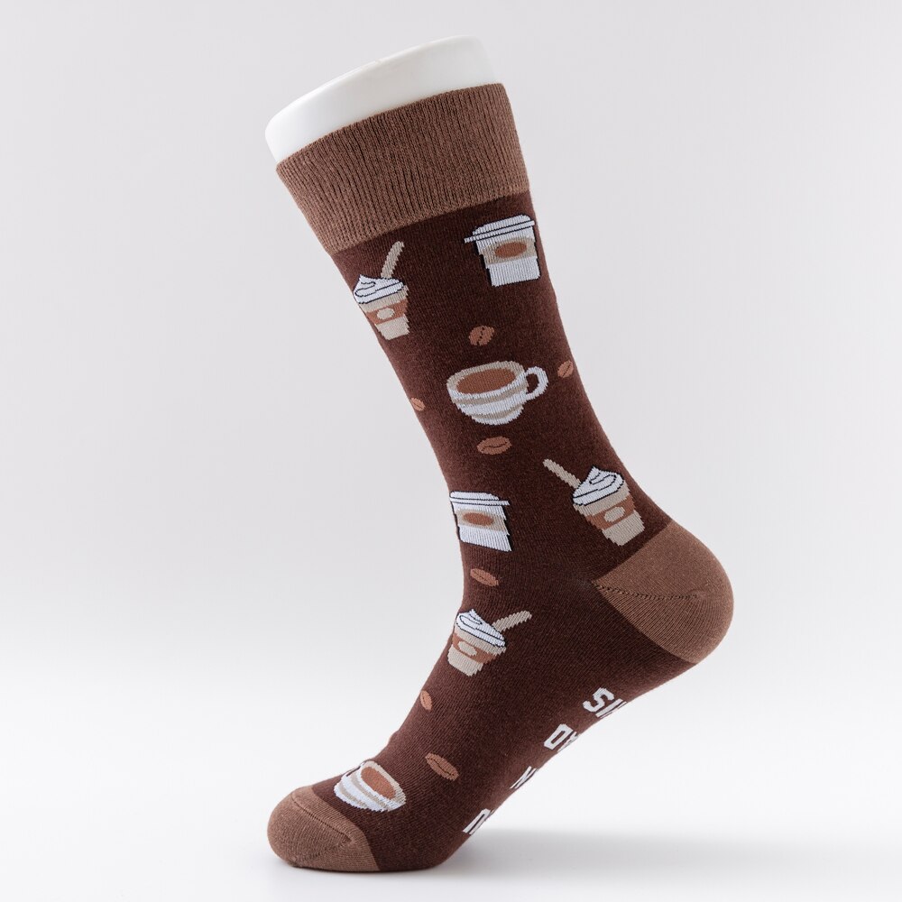 chaude coloré café bière boisson modèle nouveauté équipage hommes drôle nourriture Kawaii Sokken décontracté coton chaussettes pour homme: A3832