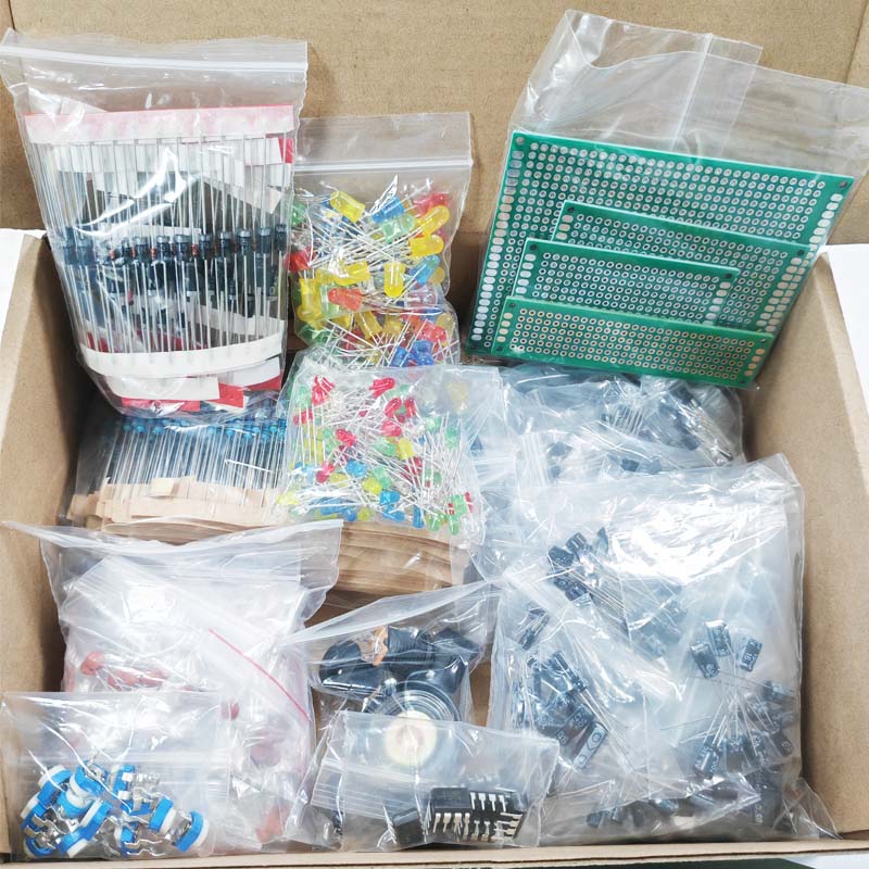 1900 stks Mega Elektronische Component Kit Assortiment Condensatoren Weerstanden LED Transistors Diodes 1n270 Germanium DC Jacks Opamp PCB