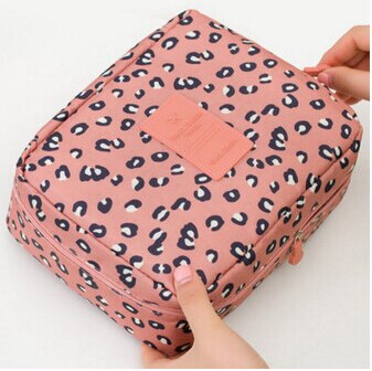 FLYING BIRDS Cosmetic case Makeup bag wash bag Women portable Bag toiletry Storage waterproof Travel Bags LS8973 LM4092fb: pink leopard