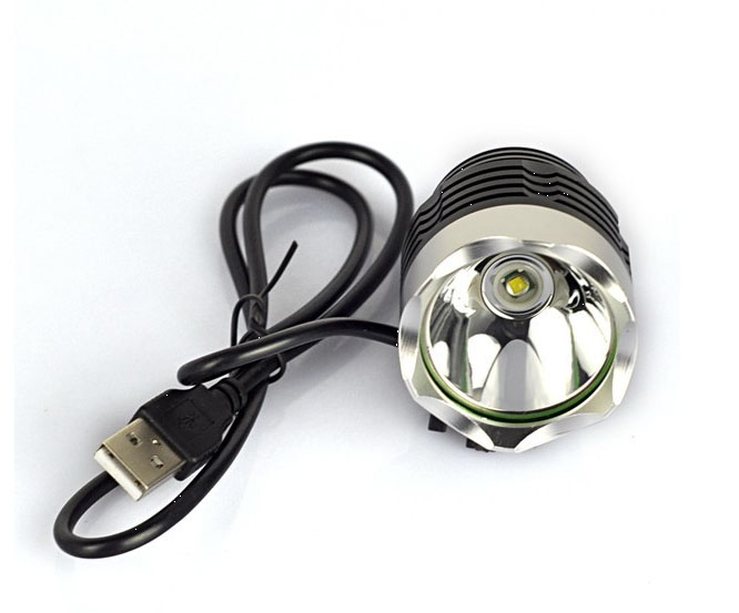 Faro LED para bicicleta T6 con puerto USB, resistente al agua, 5 colores opcionales: Silver