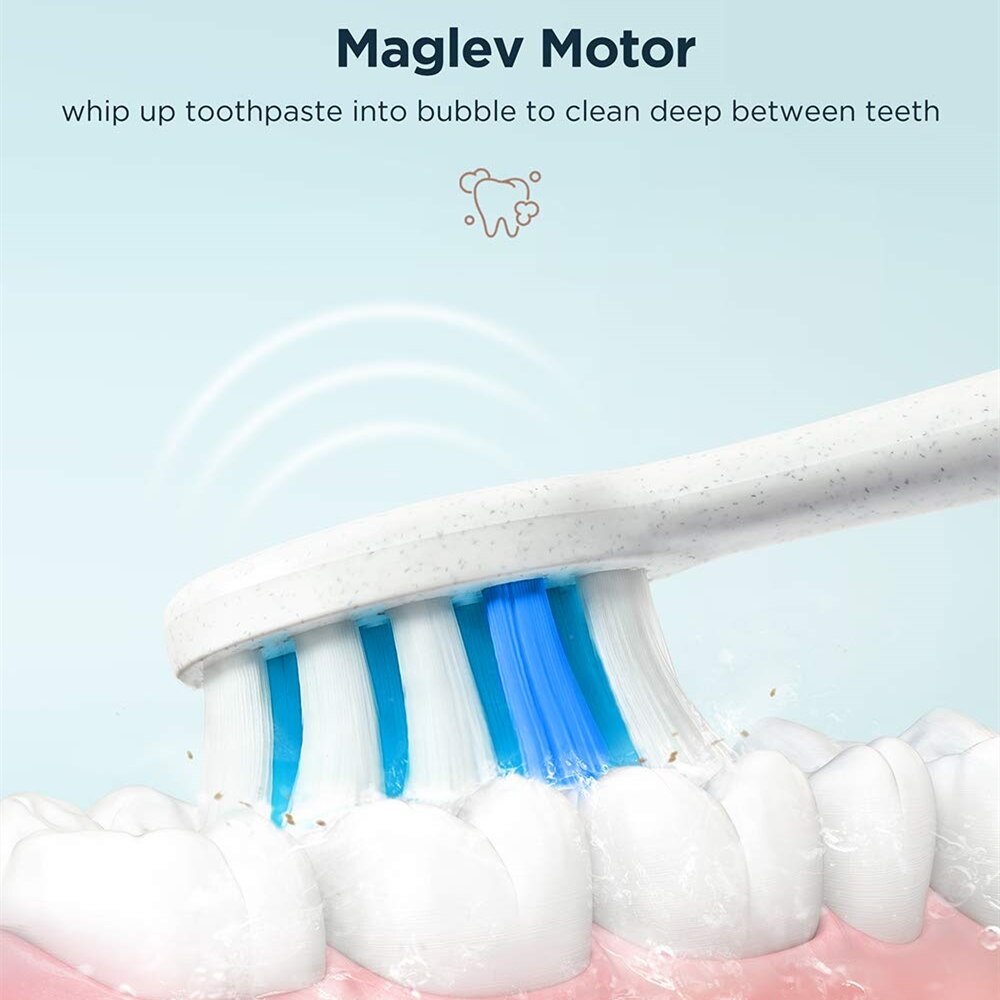 Fairywill P11 Sonic Electric Toothbrush Waterproof Rechargeable Whitening Ultra Powerful USB Charger 4 Heads and 1 Travel Case