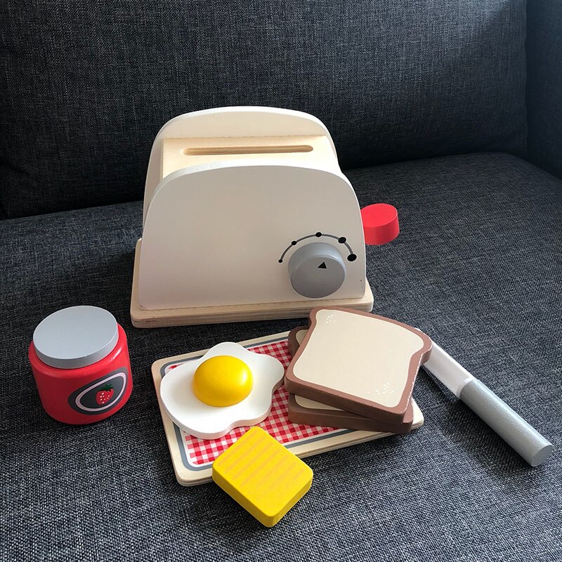 Kids Wooden Pretend Play Sets Pretend Toasters Bread Maker coffee machine game children's toy mixer Kitchen Educational toy: toaster machine set