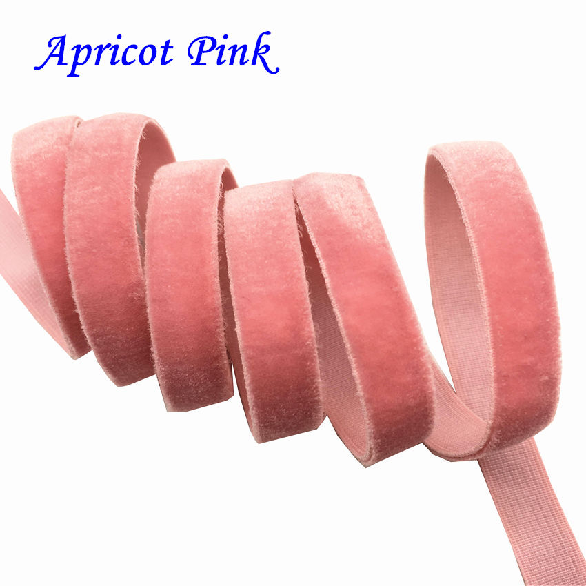 50 yard 3/8 " 10mm bredde multifarver muligheder fløjl elastisk bånd velour bånd pandebånd hårbånd tilbehør hvid blonde stof: Abrikos pink