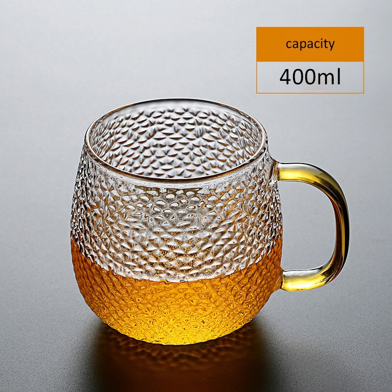 Gehämmert Wasser Tasse Mit Griff Glas Tee Tasse Haushalt Bier Saft Tasse #1: C 400ml