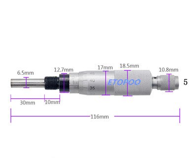 Outil de mesure à aiguille ronde plate, gamme argent 0-13mm 0-25mm 0-50mm 0.01mm, bouton de réglage moleté, mesure de la tête micromètre: 0-25mm flat thread