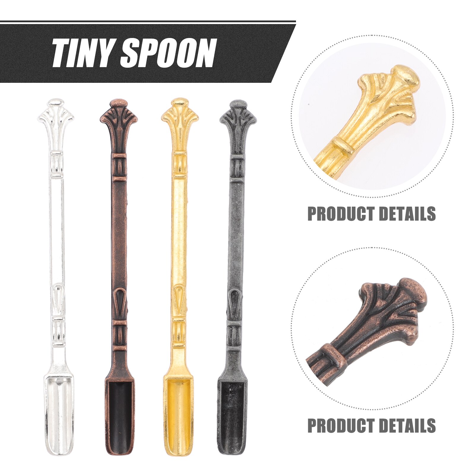 4Pcs Tiny Medicine Scoop Shovels Laboratory Medicine Spoons Metal Shovel Scoops