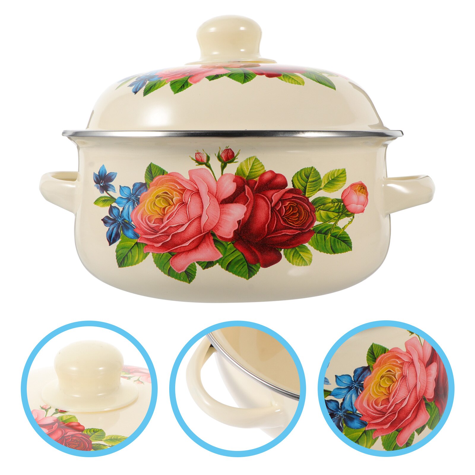 Kitchen Stockpot Enamel Soup Cooking Pot Durable Stock Pot Instant Noodle Pot