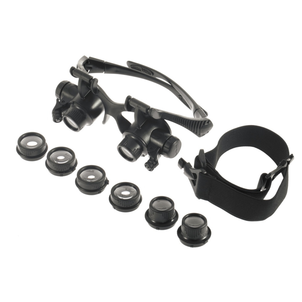 Newest 10X 15X 20X 25X LED Glasses Jeweler Watch Repair Magnifier Magnifying Double Eye Glasses Loupe Lens Measurement Tools