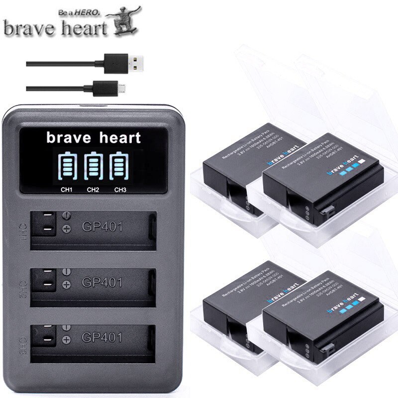gopro 4 Digital Batteries Hero 4 Gopro Go Pro Hero4 Battery +3lots Charger + battery case For Gopro Hero 4 hero4 black camera: charger and 4battery