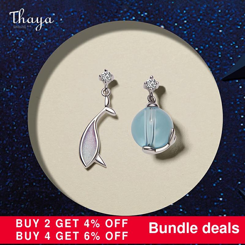 Thaya Silber Farbe Narwhal Stud Ohrringe Silber Platin Für Frauen Hochsommer Nacht Traum Feine Schmuck