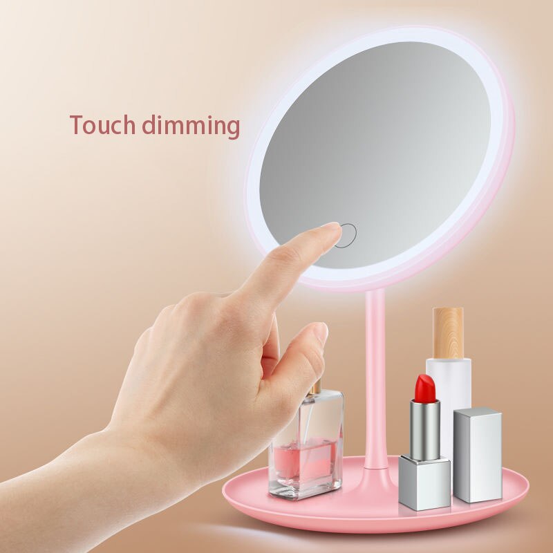 LED cosmetic mirror desk with lamp dormitory dressing mirror easy to fill with light makeup mirror