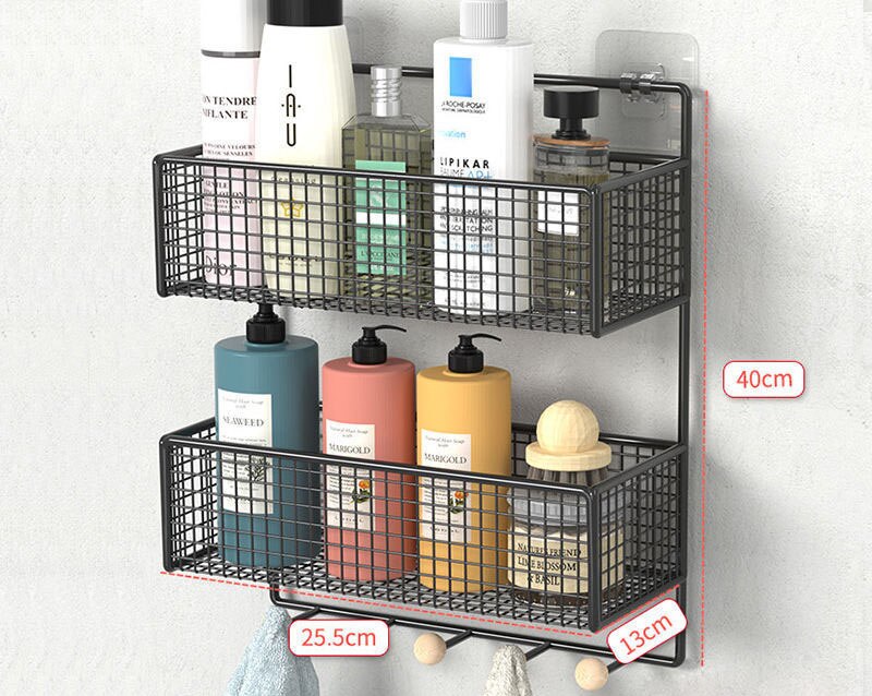 Bathroom Storage Racks Iron Metal Toilet rack washstand free punching wall hanging wall storage rack light luxury basket Gold: 8
