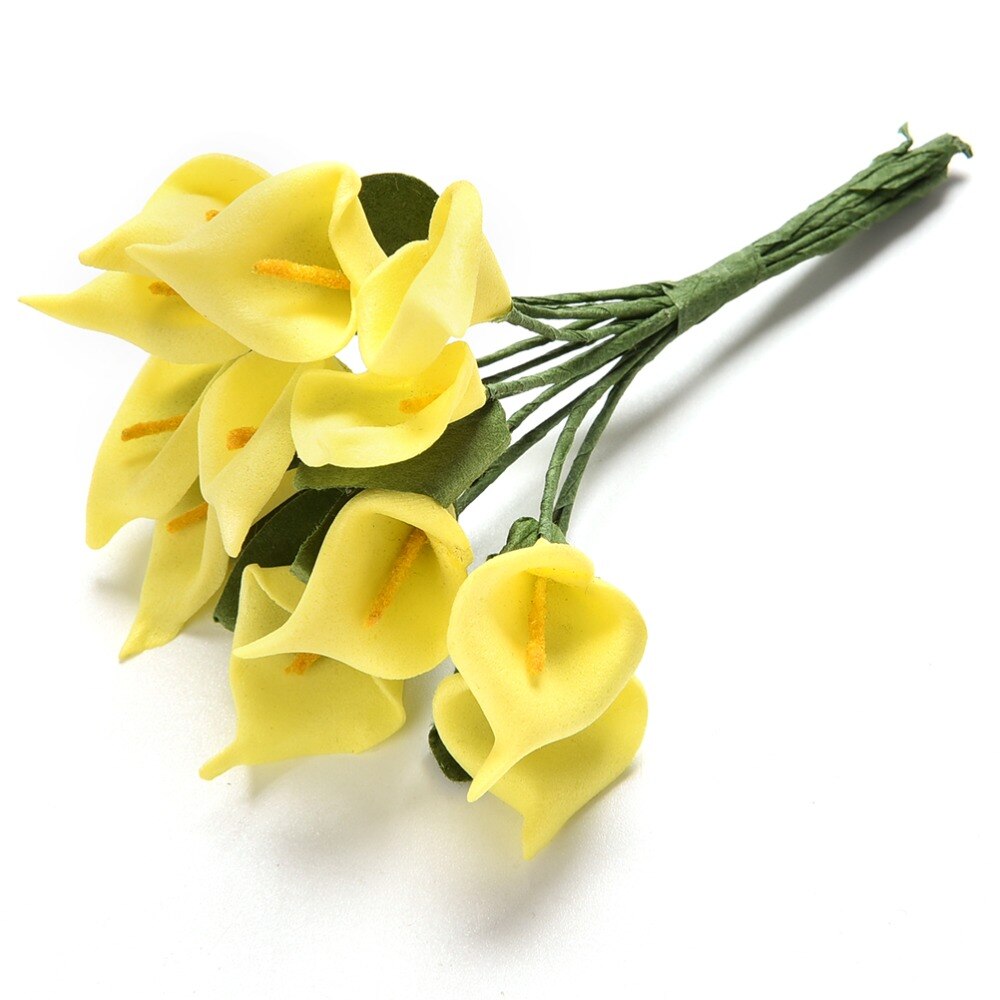 12 blomster / flok kunstige blomster calla lilje brude bryllup boligindretning buket hoved pe ægte berøring kunstig blomst