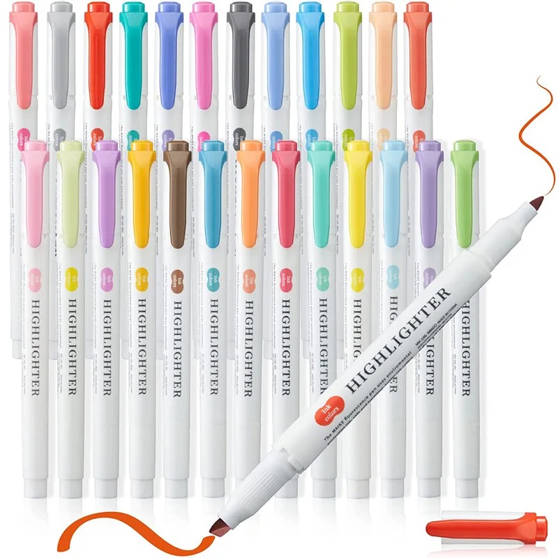 5/15/25 unids/set rotuladores resaltadores de doble cabeza marcadores de grafiti resaltadores arte marcadores de bocetos de colores papelería Kawaii