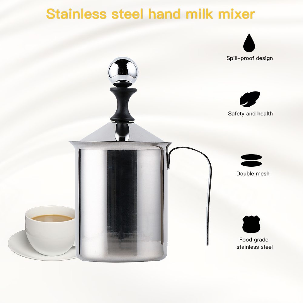 400Ml/800Ml Handmatige Melkopschuimer Schuim Maker Rvs Double Mesh Melk Creamer Foamer Voor Koffie Keuken accessoires
