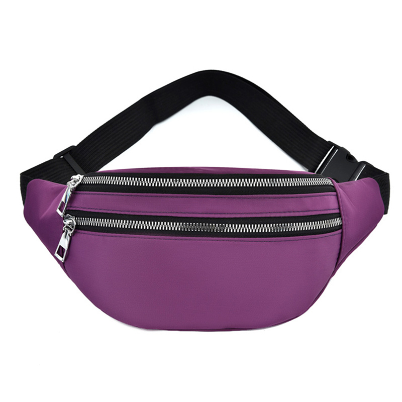 Waist Bag Women Men Waterproof Pocket Casual Chest Handbag Unisex Sports Travel Purse Plaid Waist Pack Belly Bags Case: PURPLE