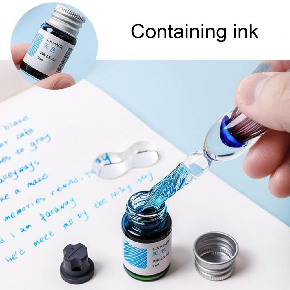 1 Set Dip Pen Beautiful Ergonomic Handle Jellyfish Pattern Drawing Calligraphy Glass Pen Kit for
