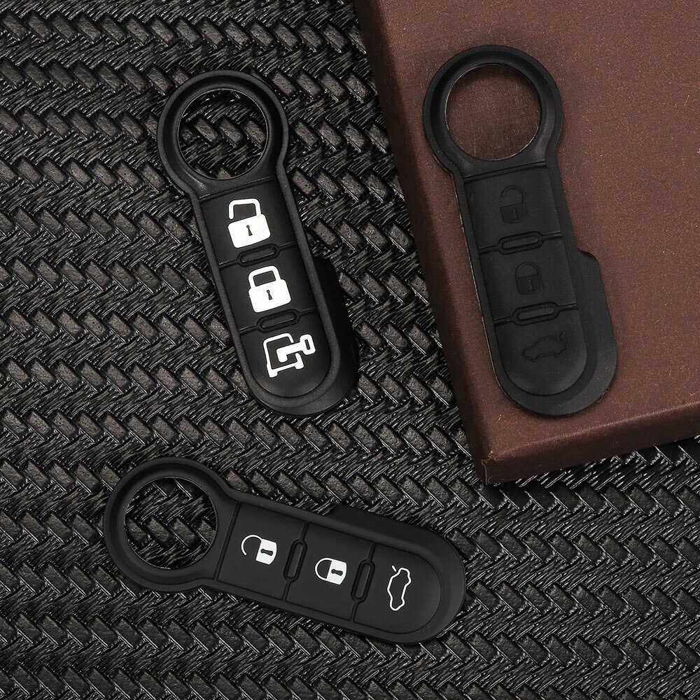 WhatsKey, almohadilla de goma suave de 3 botones, funda de reparación de llave remota con tapa para Fiat 500 Panda Abarth Punto Stilo Ducato Bravo, almohadilla de repuesto para llave de coche