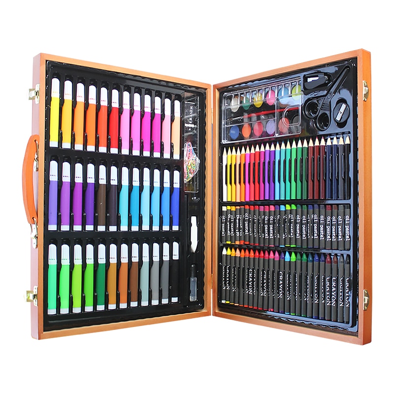 150pcs Children Drawing Set Art School Supplies Painting Set Tools Palette Crayons Markers Brush Pen Painting Tools Kids