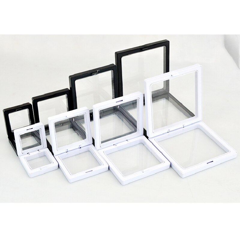 Lateefah-vitrinas de suspensión transparente, negro, 3D, álbumes, marco flotante, caja de exhibición, caja de joyería, collar, soporte de almacenamiento,