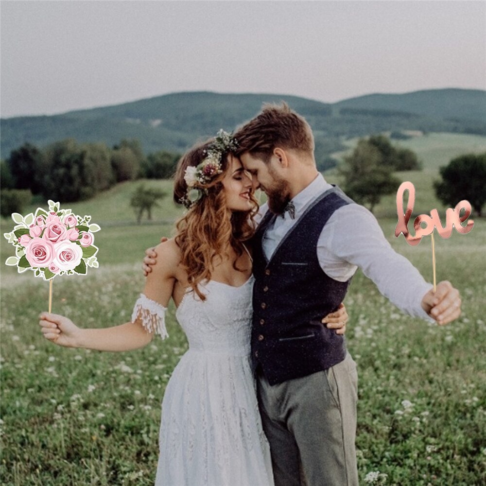 23Pcs Hen Party Photo Booth Props Team Bride Selfie Props Rose Gold Wedding Bridal Shower Hen Night Do Party Game Accessories