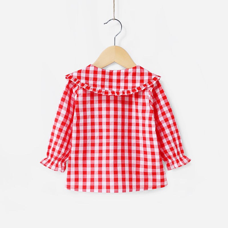 Chemise à carreaux noire pour petites filles de 2, 3, 4, 5, 6 ans, à manches longues, automne