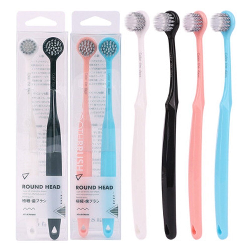 2pcs Soft-bristle Toothbrush Spiral Wire Couple Teeth Brush Nano Adults Toothbrush Dental Care Kid Brush