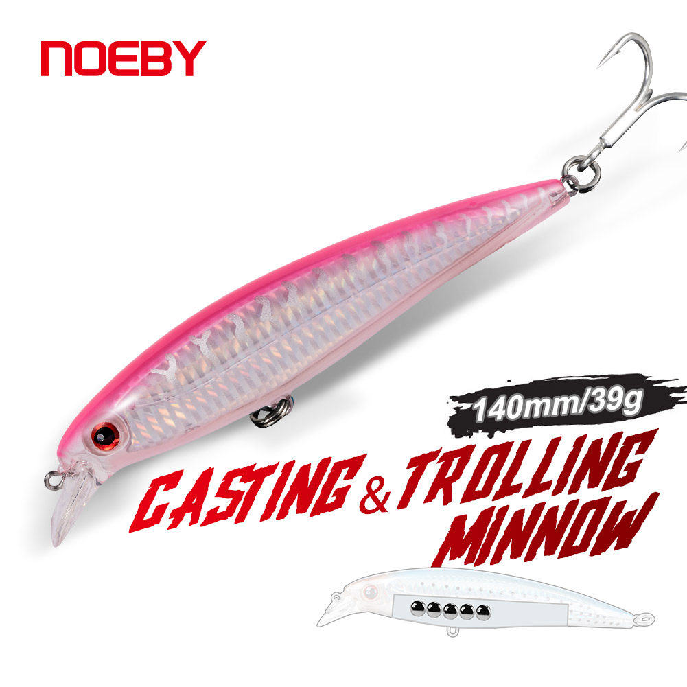 NOEBY Trolling Long Casting Minnow Fishing Lure 140mm 39g Floating Artificial Hard Bait for Sea Freshwater Fishing Tackle Lures