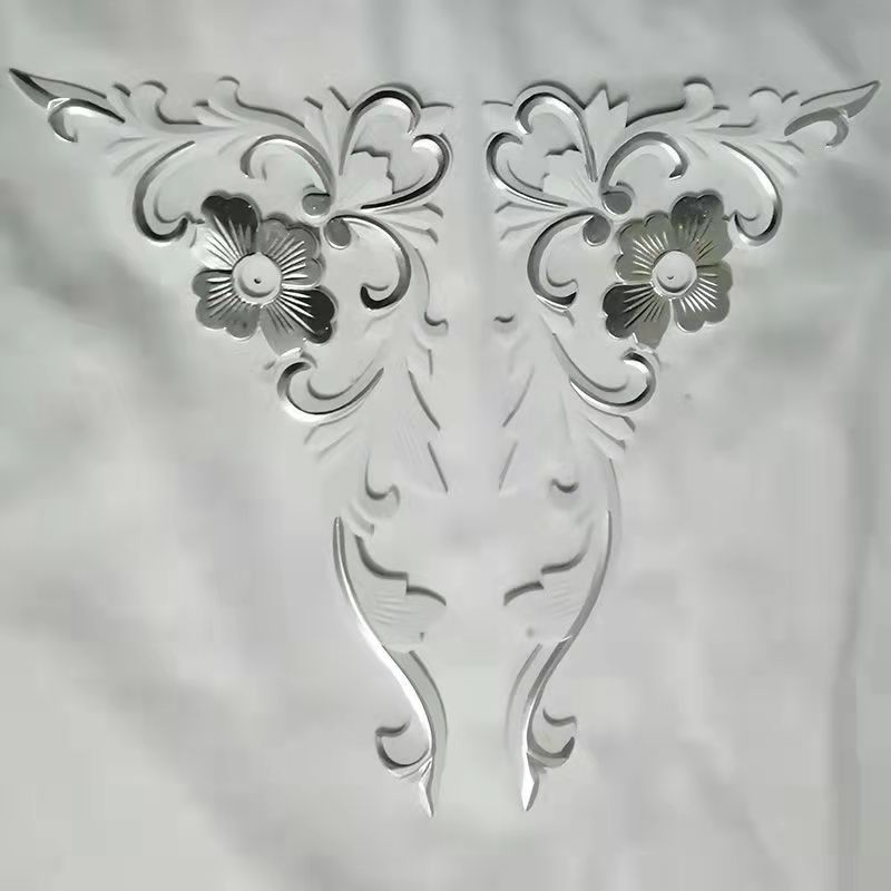 Home decoration background wall border flower living room ceiling border corner flower European hollow carving imitation wood ca: pearl silver