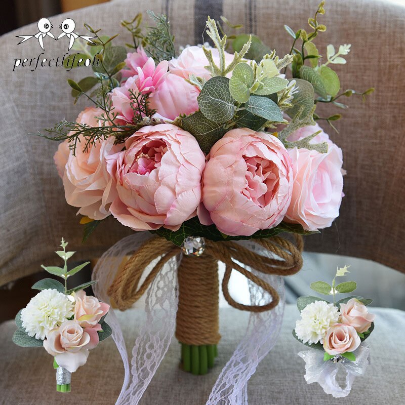 Artificial Bouquets De Casamento Para Noivas Fora Do Laço Flores Do Casamento Broche Bouquet Bouquets De Mariage: 003
