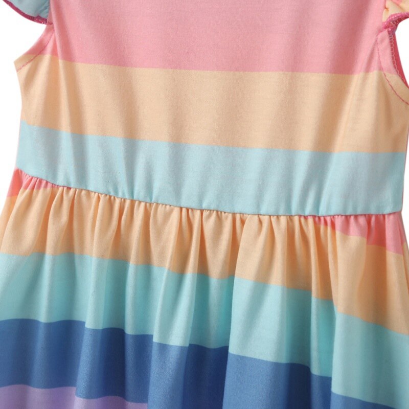 Baby Girl Dress Toddler Sleeveless Rainbow Clothes Kids Princess Dresses Cute Summer Striped Dress For Girl