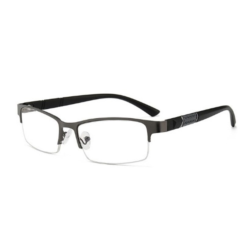 Mannen Leesbril Retro Half-Frame Business Verziend Brillen Dioptrie + 0 + 1.0 + 1.5 + 2.0 + 2.5 + 3.0 + 3.5 + 4.0: +350 / Gray