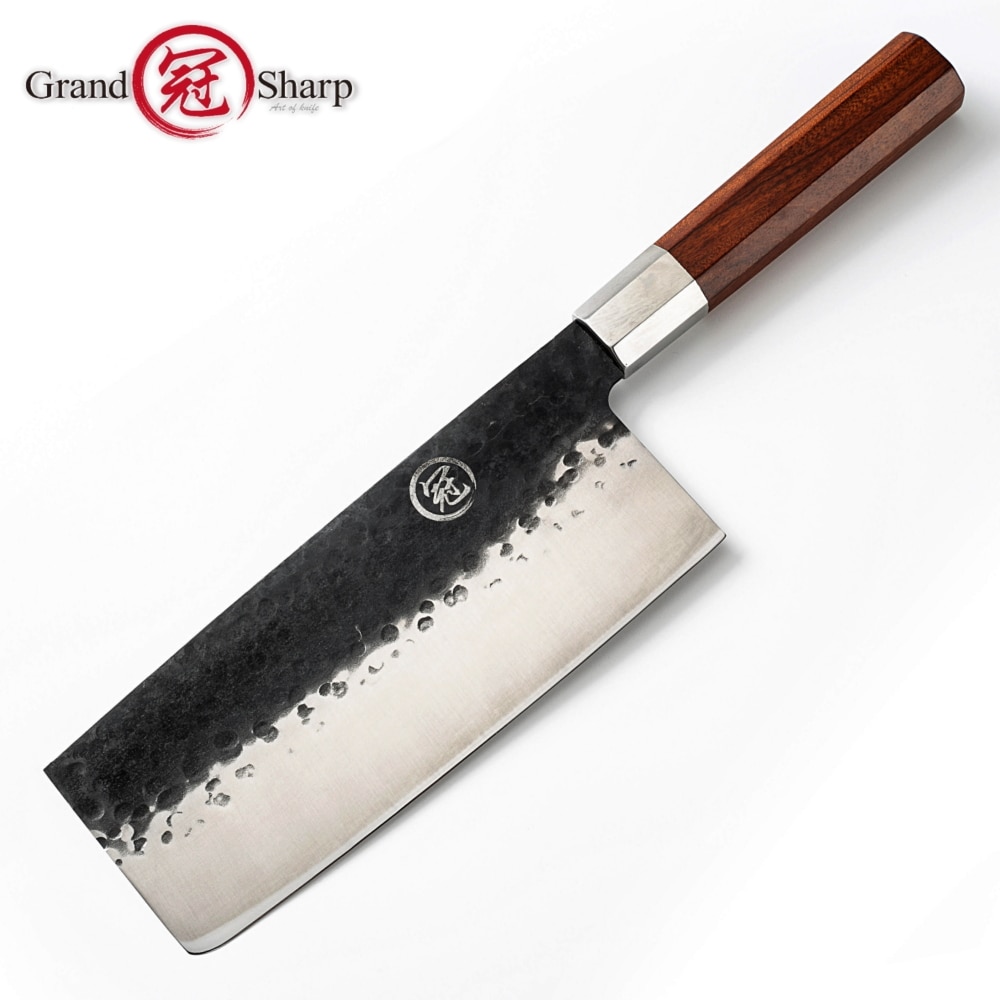 Håndlavet kinesisk kløver 7.5 tommer kokkekniv skåret madlavningsværktøj håndsmedet rustfrit stål grøntsagshakning med høj kulstof