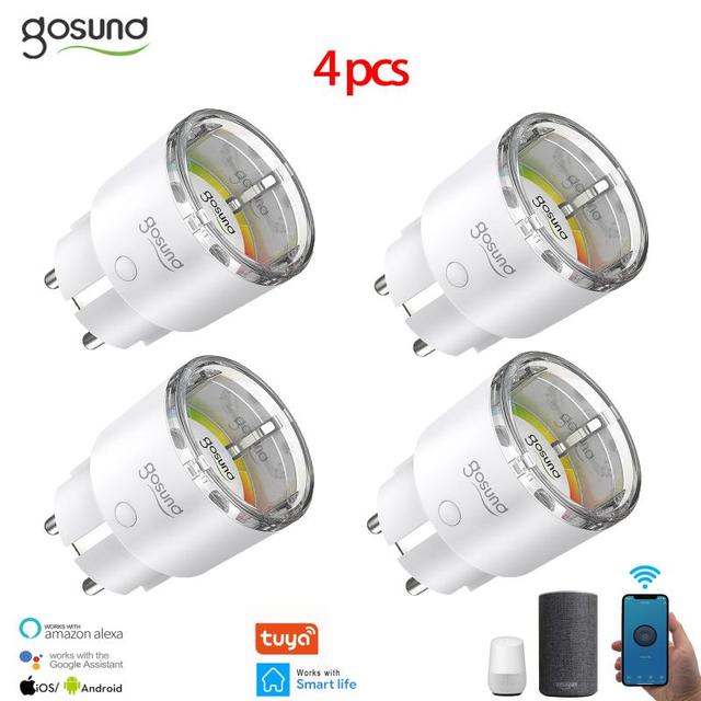 Tuya Gosund – prise intelligente WiFi, adaptateur ue 10A 220V, télécommande vocale sans fil, moniteur d&#39;alimentation, minuterie, pour Alexa Google Home: 4pcs