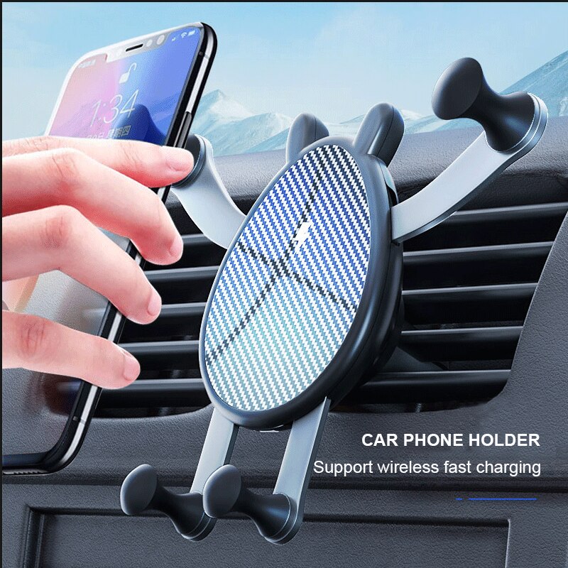 car phone holder 15W wireless fast charging car air outlet gravity navigation support clip