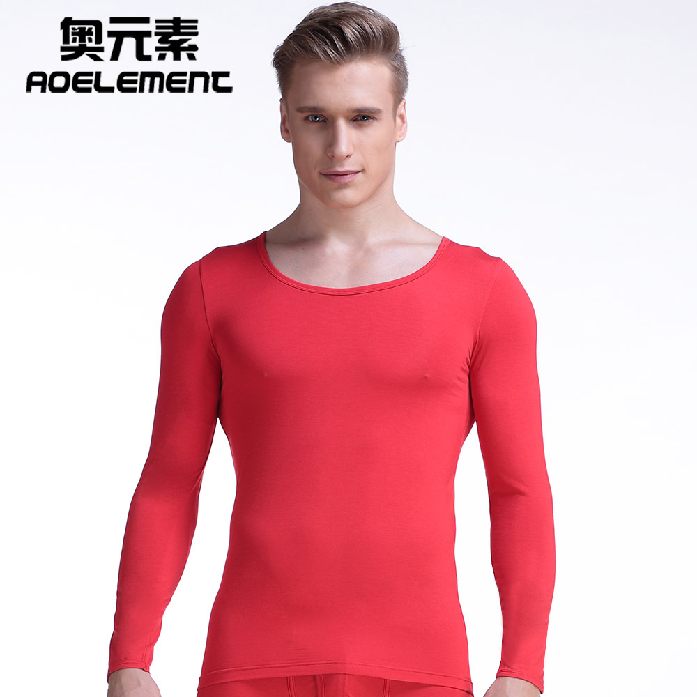 Ropa interior térmica de invierno para hombre, camisas térmicas sin costuras para hombre, camisa térmica de manga larga para niño, ropa interior de algodón para marido: Red / XXL